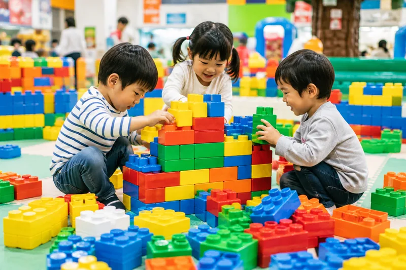 ブロック遊びを楽しむ子ども