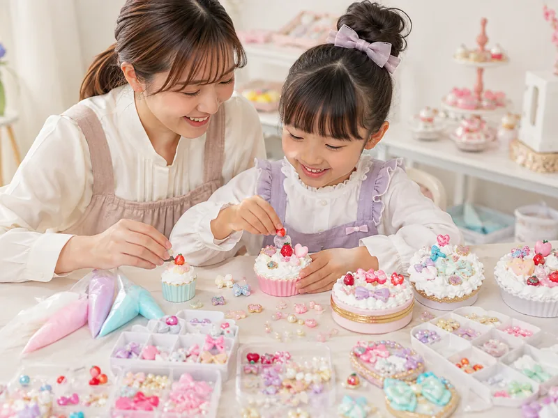 親子でスイーツデコを作るイメージ